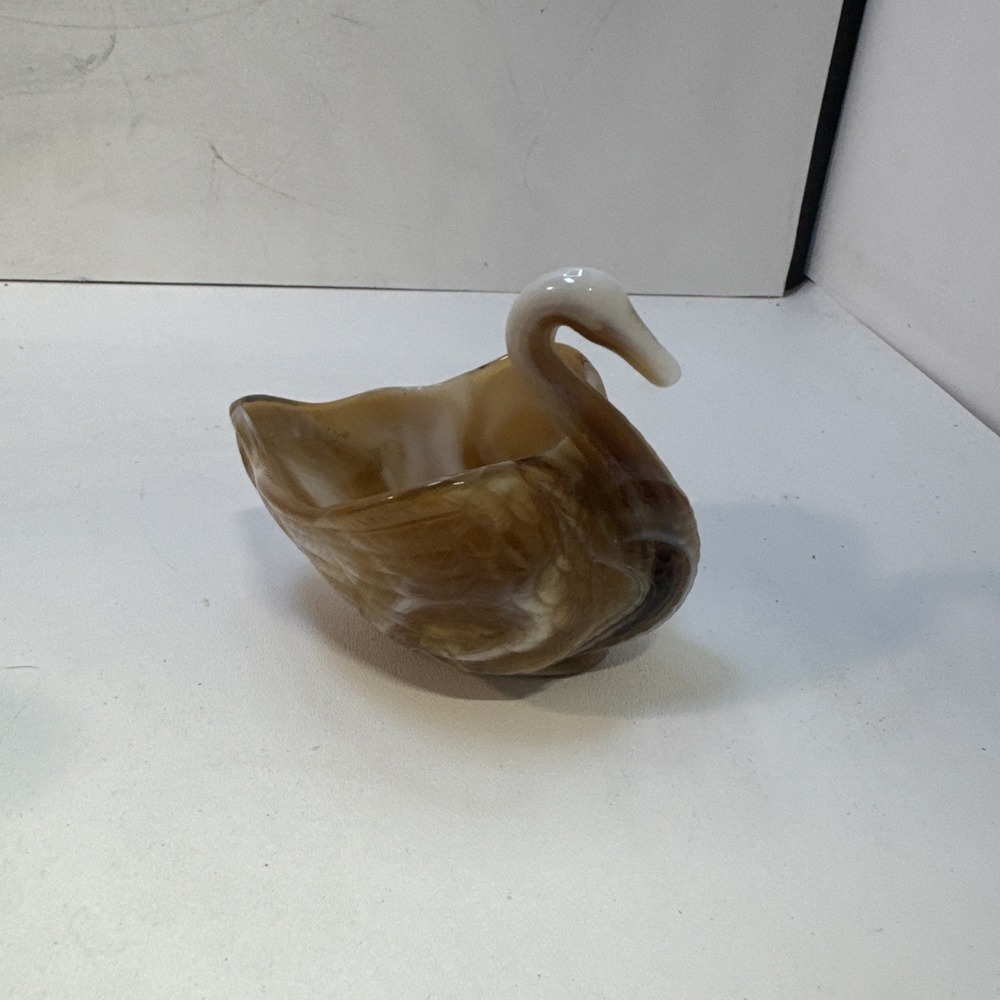 Imperial Glass Swan , Brown / Beige Slag Glass Figurine, Ca.‎ 1950's - 60's
